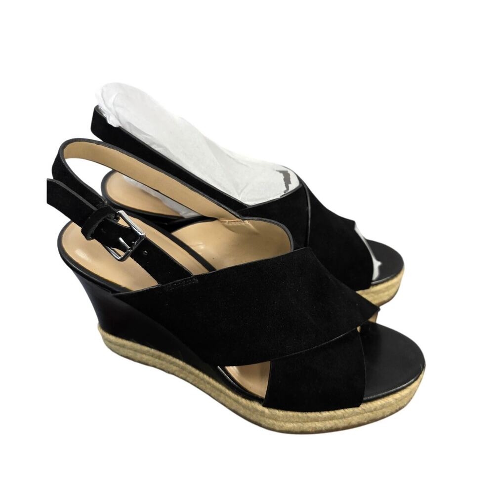 H By Halston Slingback Espadrille Wedges in Stella Black size 8.5